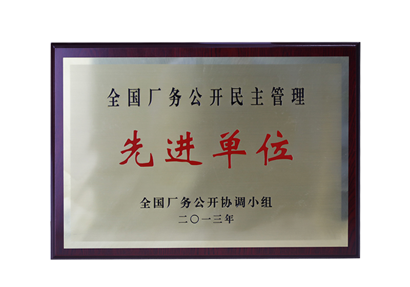 全國(guó)廠務(wù)公開(kāi)民主管理先進(jìn)單位